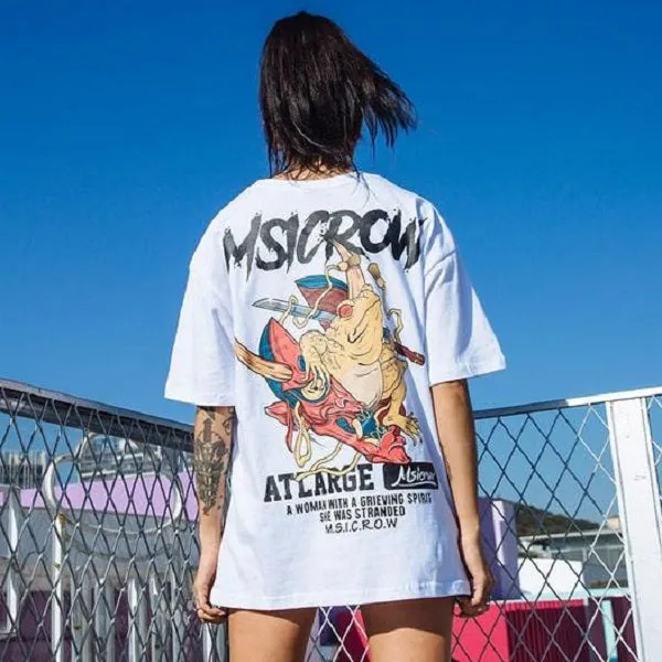 Samurai Frog Printed Hip Hop Streetwear Loose Tees