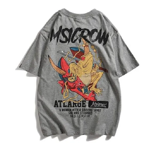 Samurai Frog Printed Hip Hop Streetwear Loose Tees