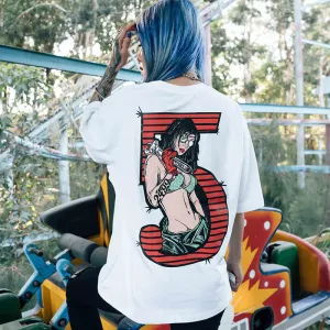 Sexy Lady Printed Hip Hop Streetwear Loose Tees