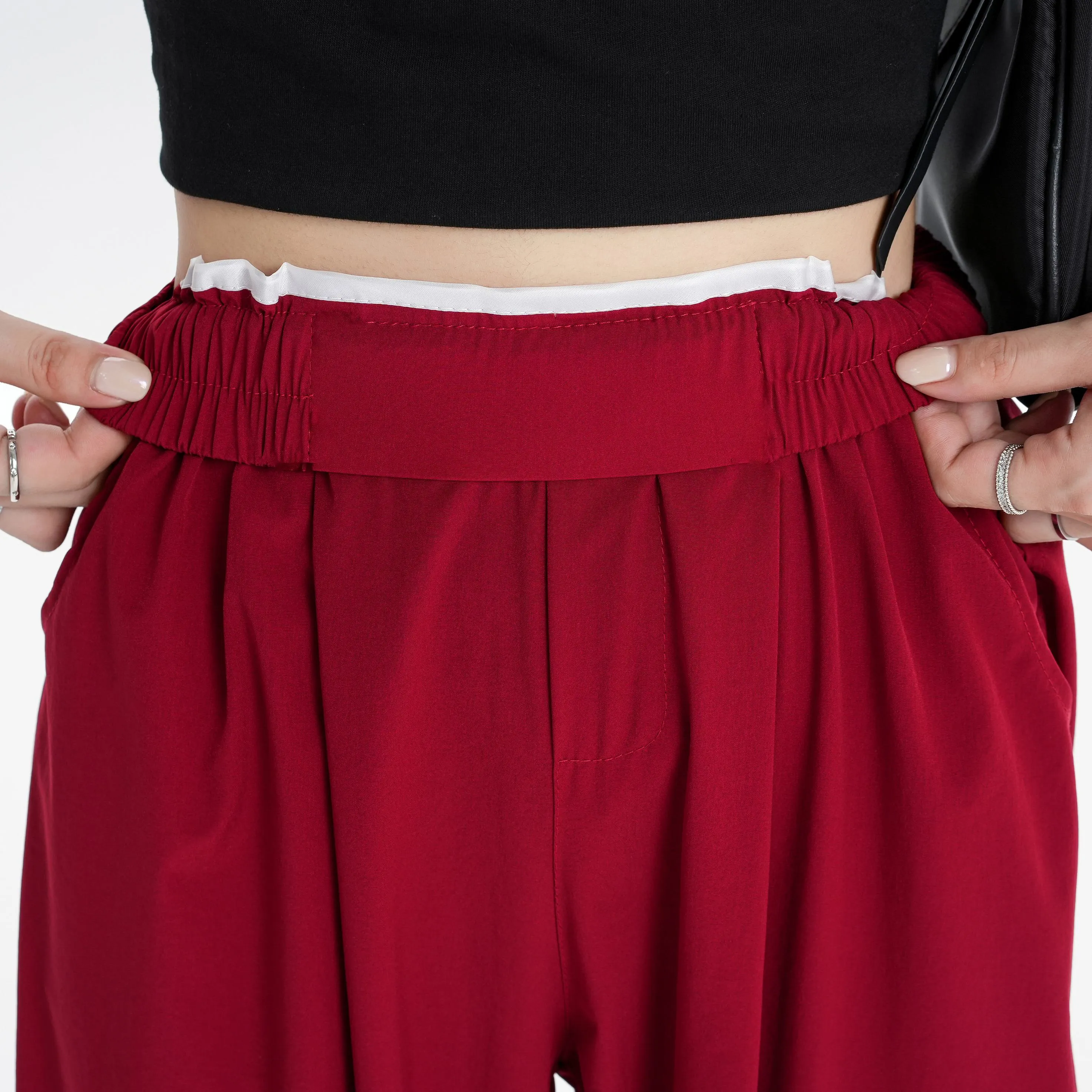 Silky High-Waisted Loose Fit Tapered Sports Thin Casual Quick-Drying Pants