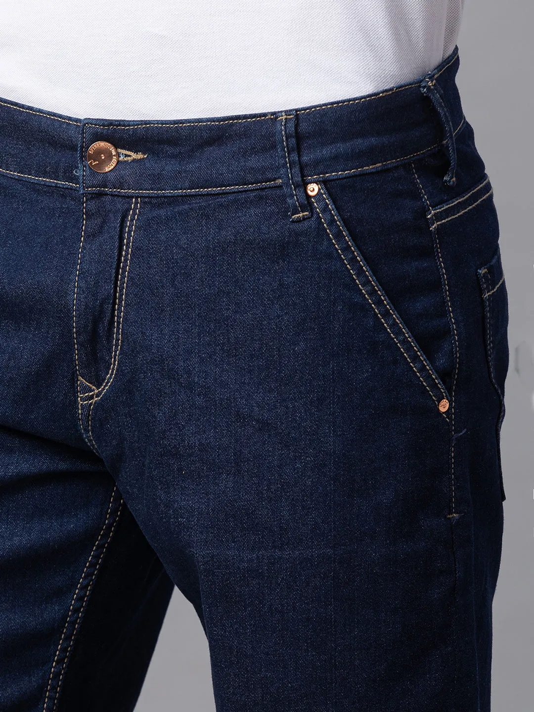 Spykar Men Blue Cotton Slim Fit Denim Shorts