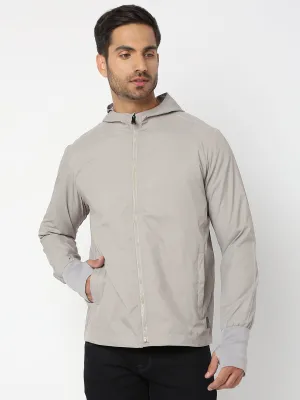 Spykar Men Silver Nylon Regular Fit Jacket