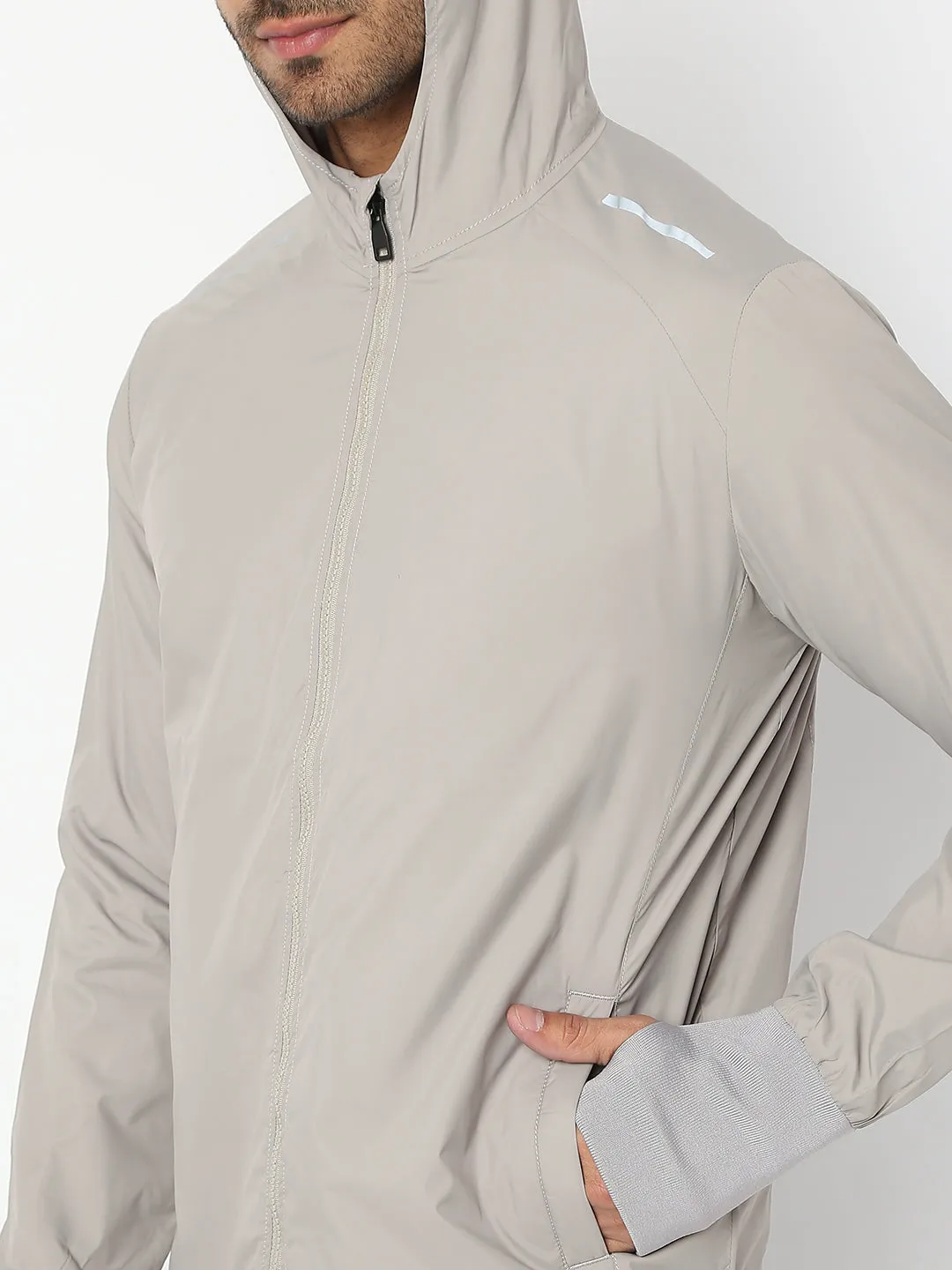 Spykar Men Silver Nylon Regular Fit Jacket