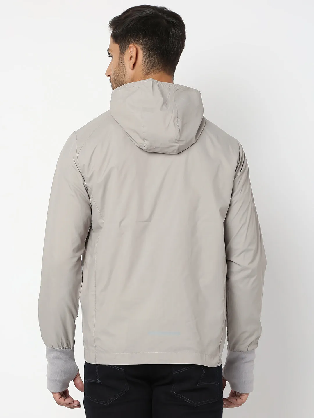 Spykar Men Silver Nylon Regular Fit Jacket