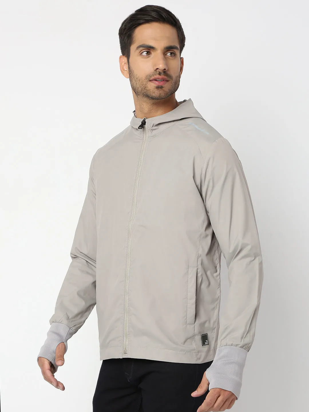 Spykar Men Silver Nylon Regular Fit Jacket