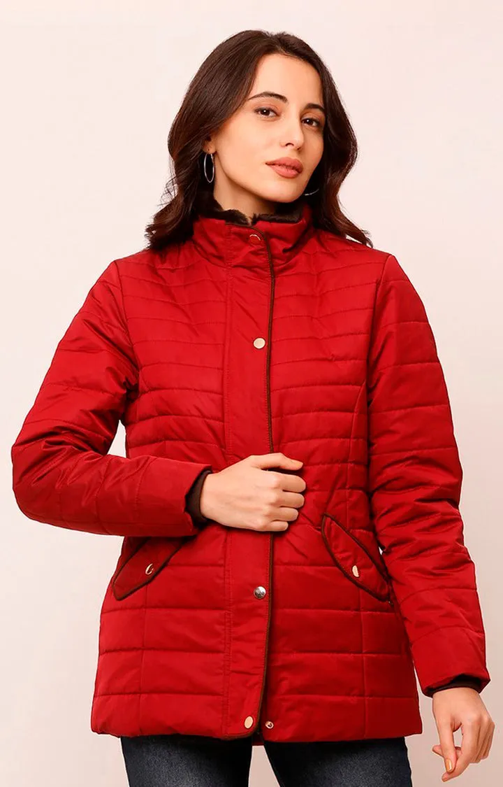 Spykar Women Wine Solid Front Open Jacket