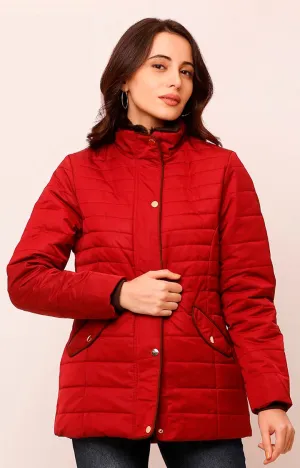 Spykar Women Wine Solid Front Open Jacket