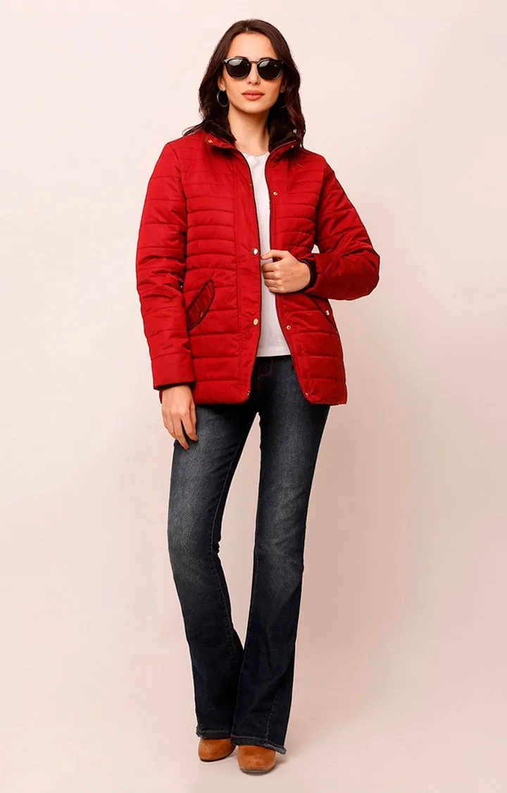 Spykar Women Wine Solid Front Open Jacket