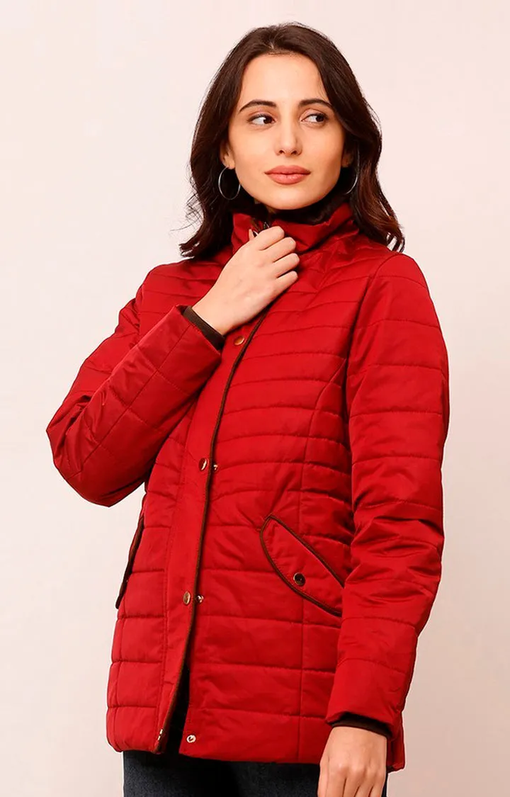 Spykar Women Wine Solid Front Open Jacket
