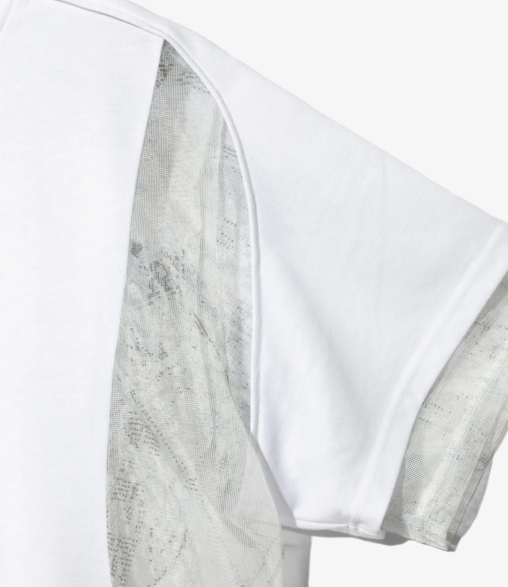 SS Crew Neck Mesh Panel T-Shirt – White Jersey
