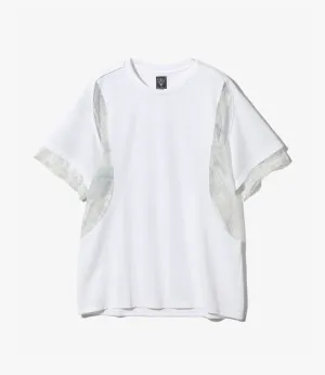 SS Crew Neck Mesh Panel T-Shirt – White Jersey