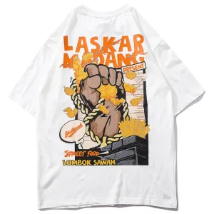 Street Food Printed Hip Hop Streetwear Loose Tees