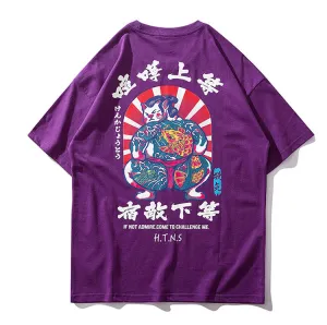 Sumo Wrestler Printed Hip Hop Streetwear Loose Tees