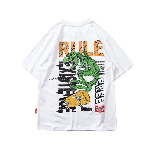 T-Rex Rule Printed Hip Hop Streetwear Loose Tees