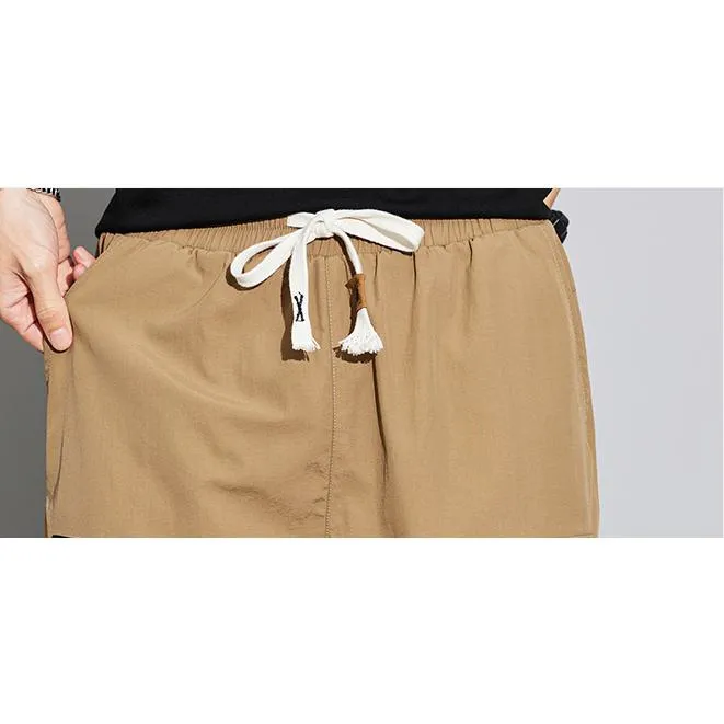 Tapered Elasticity Multi-Pocket Zipper Cargo Pants