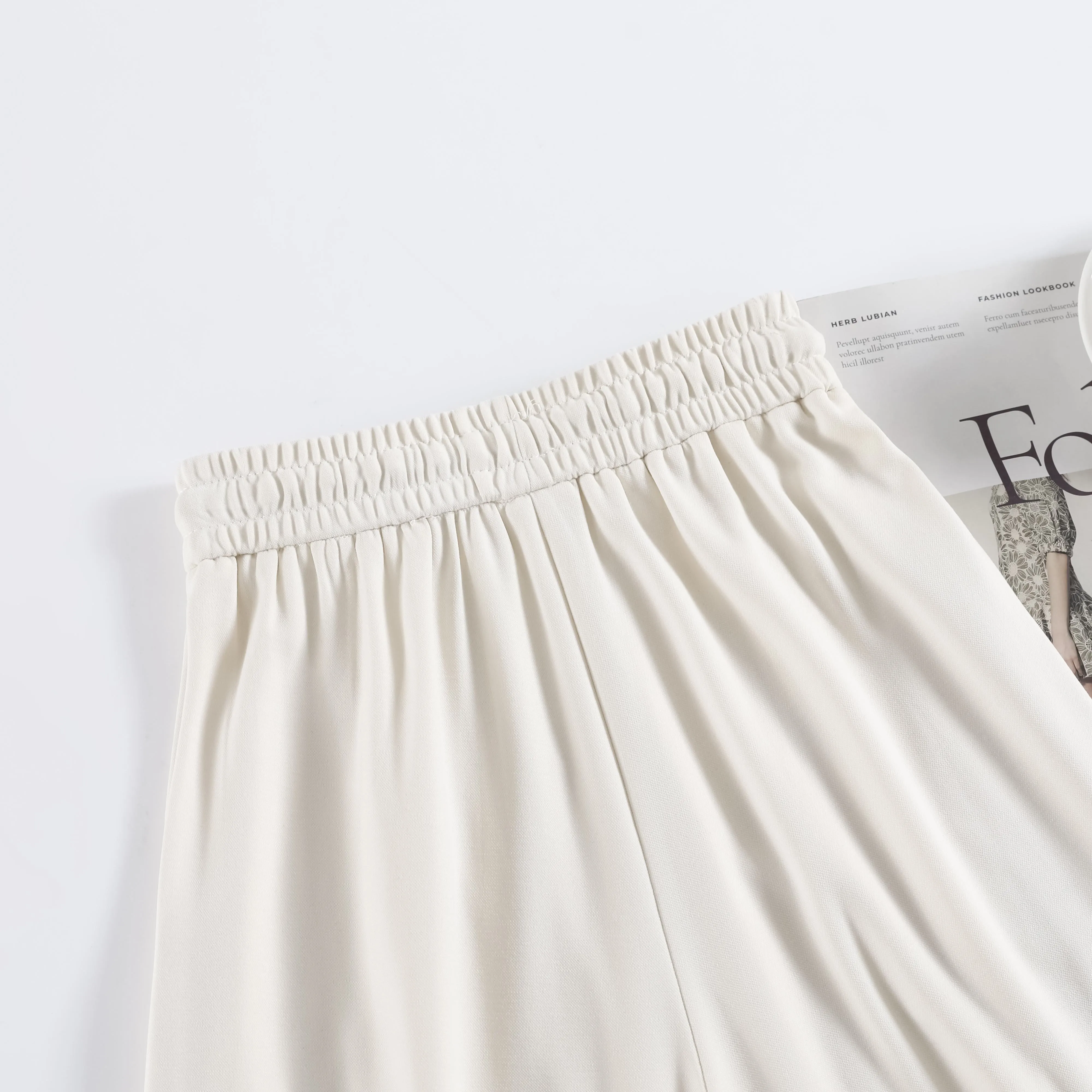 Thin High-Waisted Draping Straight Leg Silky Pants