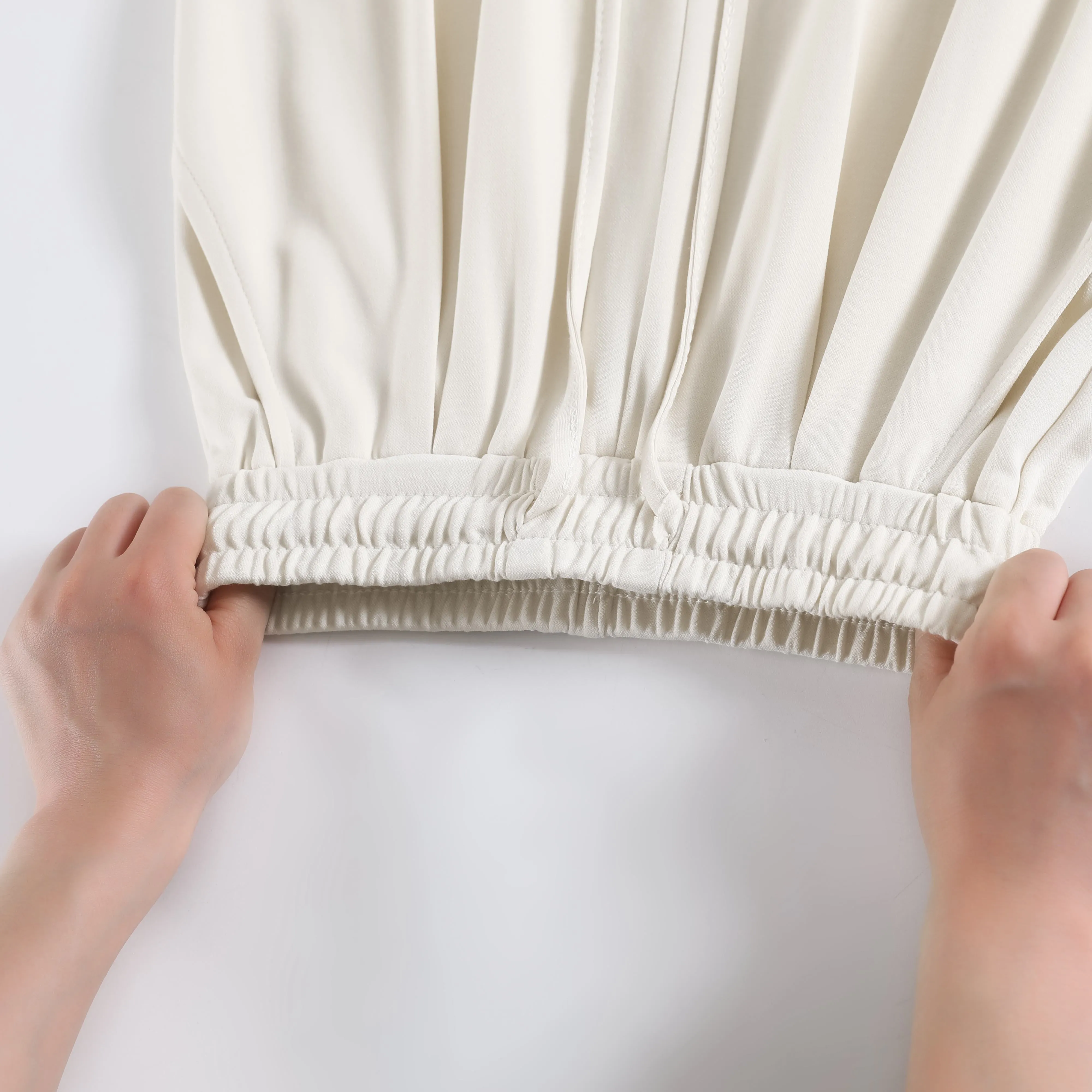 Thin High-Waisted Draping Straight Leg Silky Pants