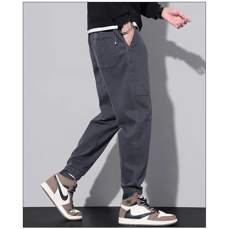 Versatile Tapered Pure Cotton Elasticity Elastic Waist Loose Fit Pants