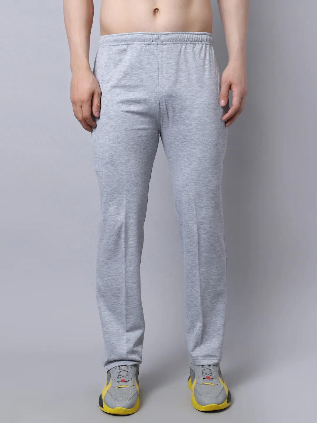 Vimal Jonney Fleece Regular-Fit Grey Melange Cotton Trackpant for Men