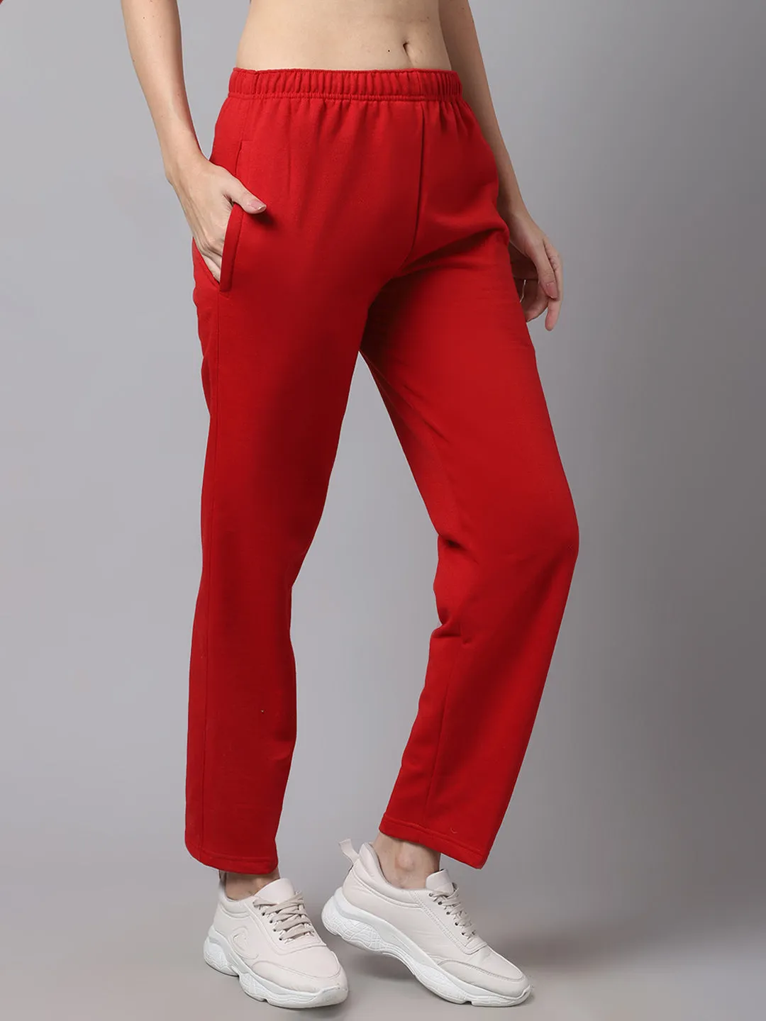Vimal Jonney Fleece Regular-Fit Maroon Trackpant for Women
