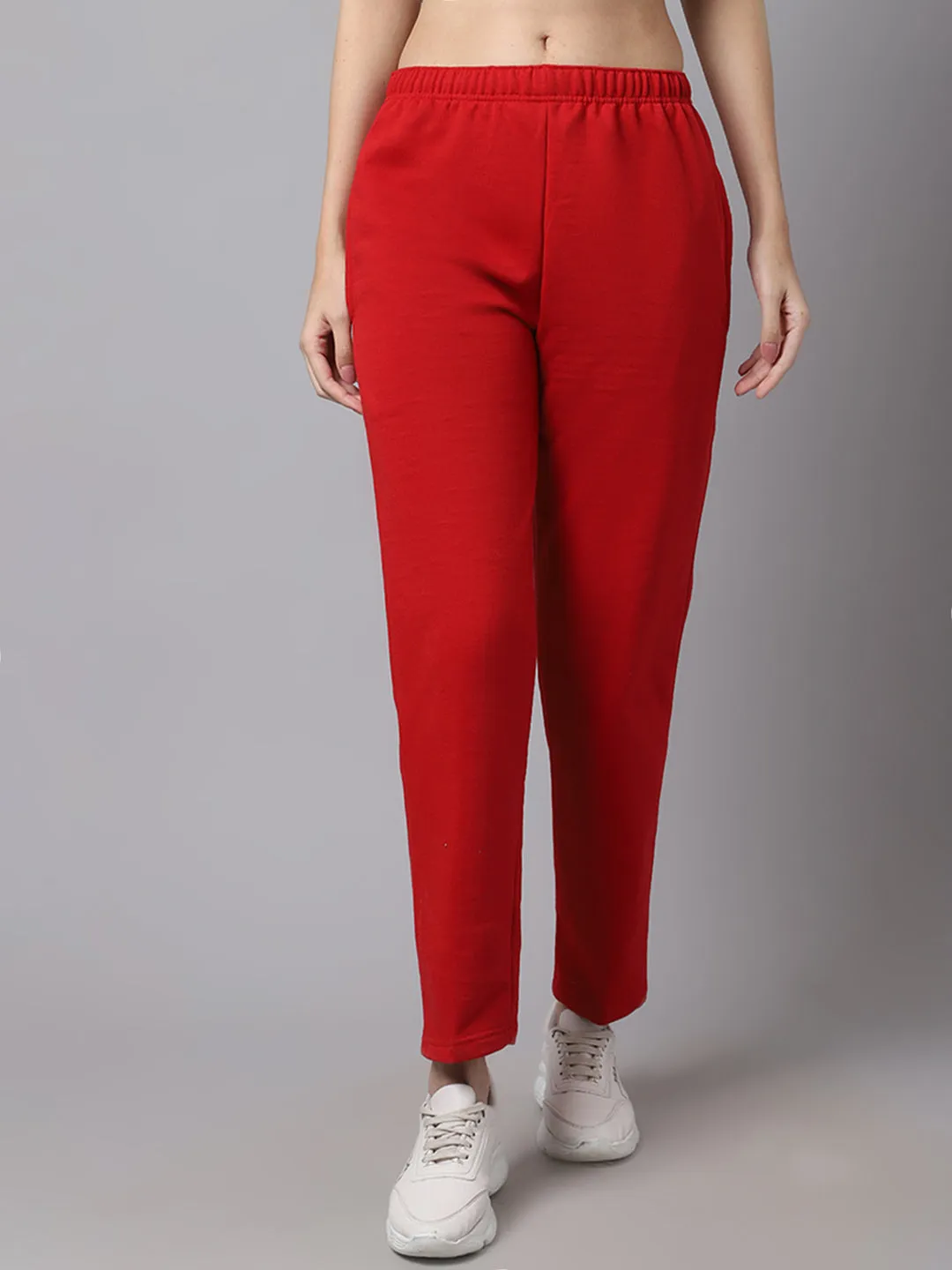 Vimal Jonney Fleece Regular-Fit Maroon Trackpant for Women
