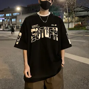 Wiaofellas  -  Patchwork Foam Letter Print Short Sleeve T-shirt Men Women O Neck Streetwear Cotton Tops Summer Harajuku Loose Casual Tshirt Men
