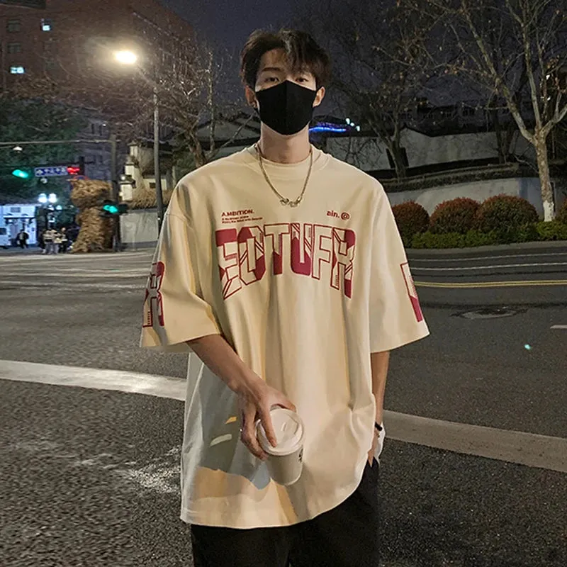 Wiaofellas  -  Patchwork Foam Letter Print Short Sleeve T-shirt Men Women O Neck Streetwear Cotton Tops Summer Harajuku Loose Casual Tshirt Men