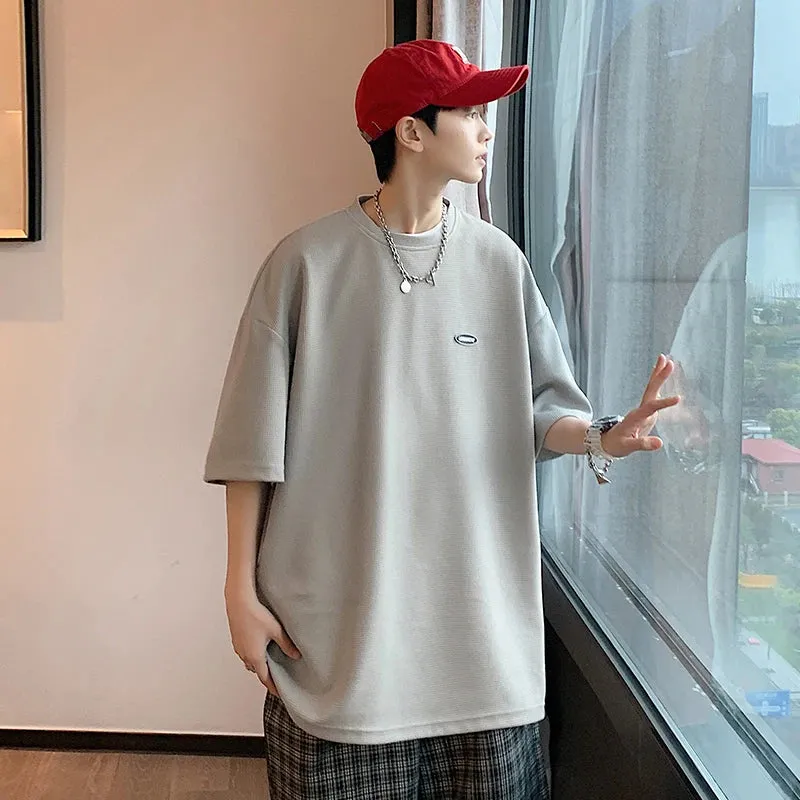 Wiaofellas  -  Patchwork Foam Letter Print Short Sleeve T-shirt Men Women O Neck Streetwear Cotton Tops Summer Harajuku Loose Casual Tshirt Men