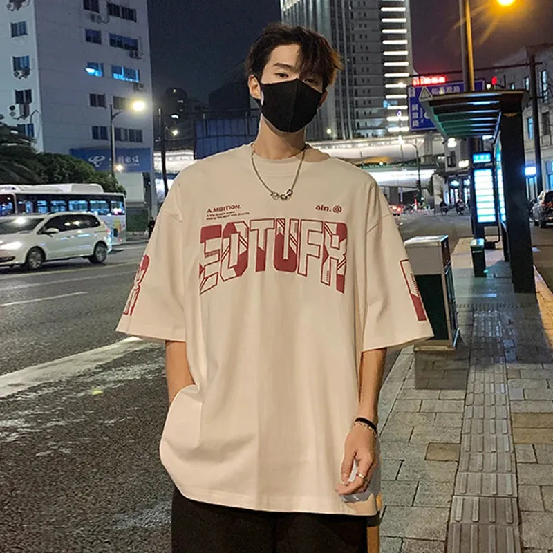 Wiaofellas  -  Patchwork Foam Letter Print Short Sleeve T-shirt Men Women O Neck Streetwear Cotton Tops Summer Harajuku Loose Casual Tshirt Men